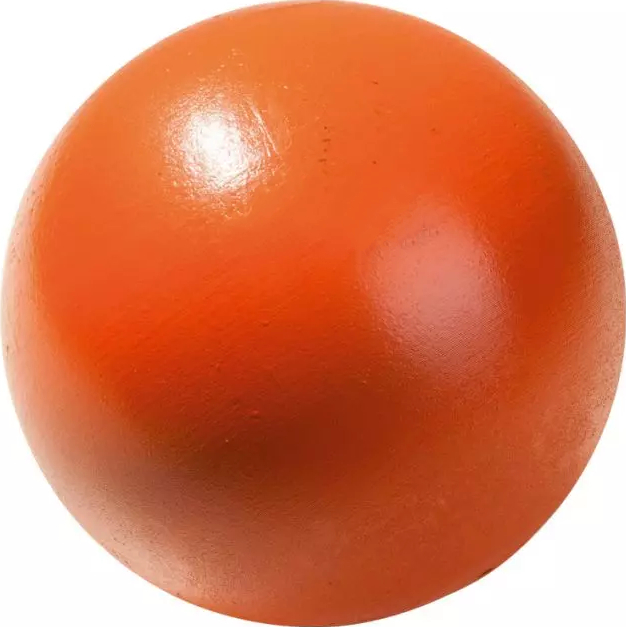 Glänzende, orangefarbene Holzkugel zur dekorativen Verwendung