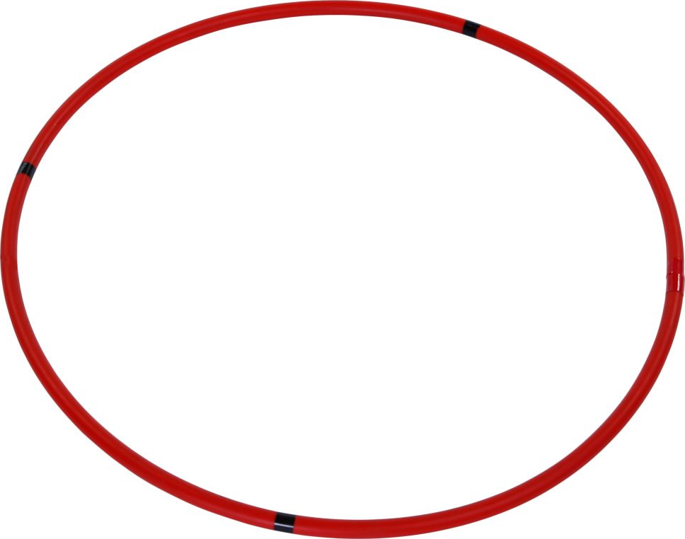 Ein roter Hula-Hoop-Reifen für Fitnessübungen und Spaß im Freien oder zu Hause.