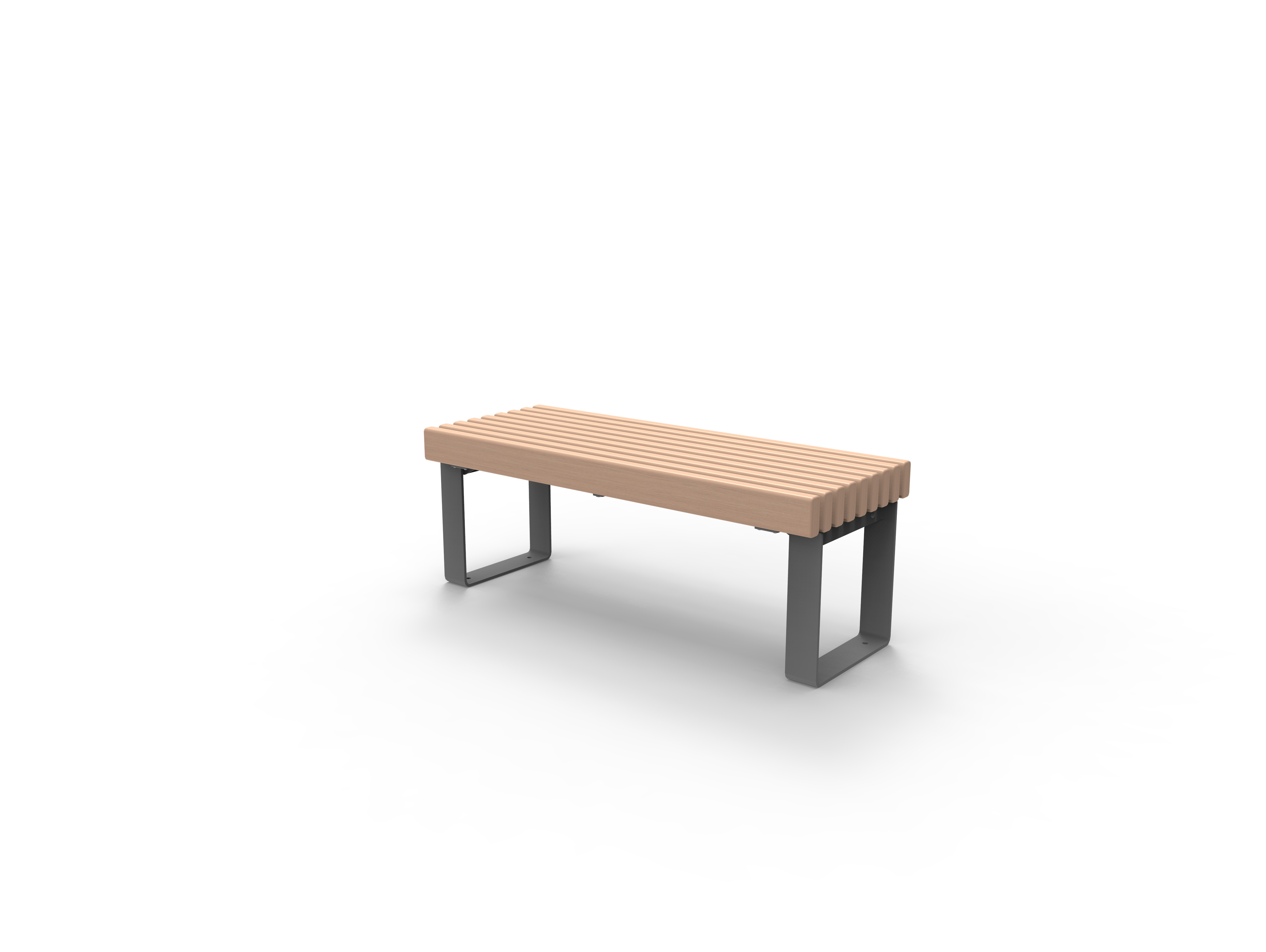 Holzbank mit schlichtem Metallgestell, ideal für den Garten
