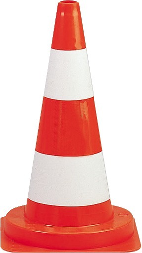 Verkehrskegel aus Kunststoff mit orange-weißen Streifen für Sicherheits- und Baustellenanwendungen