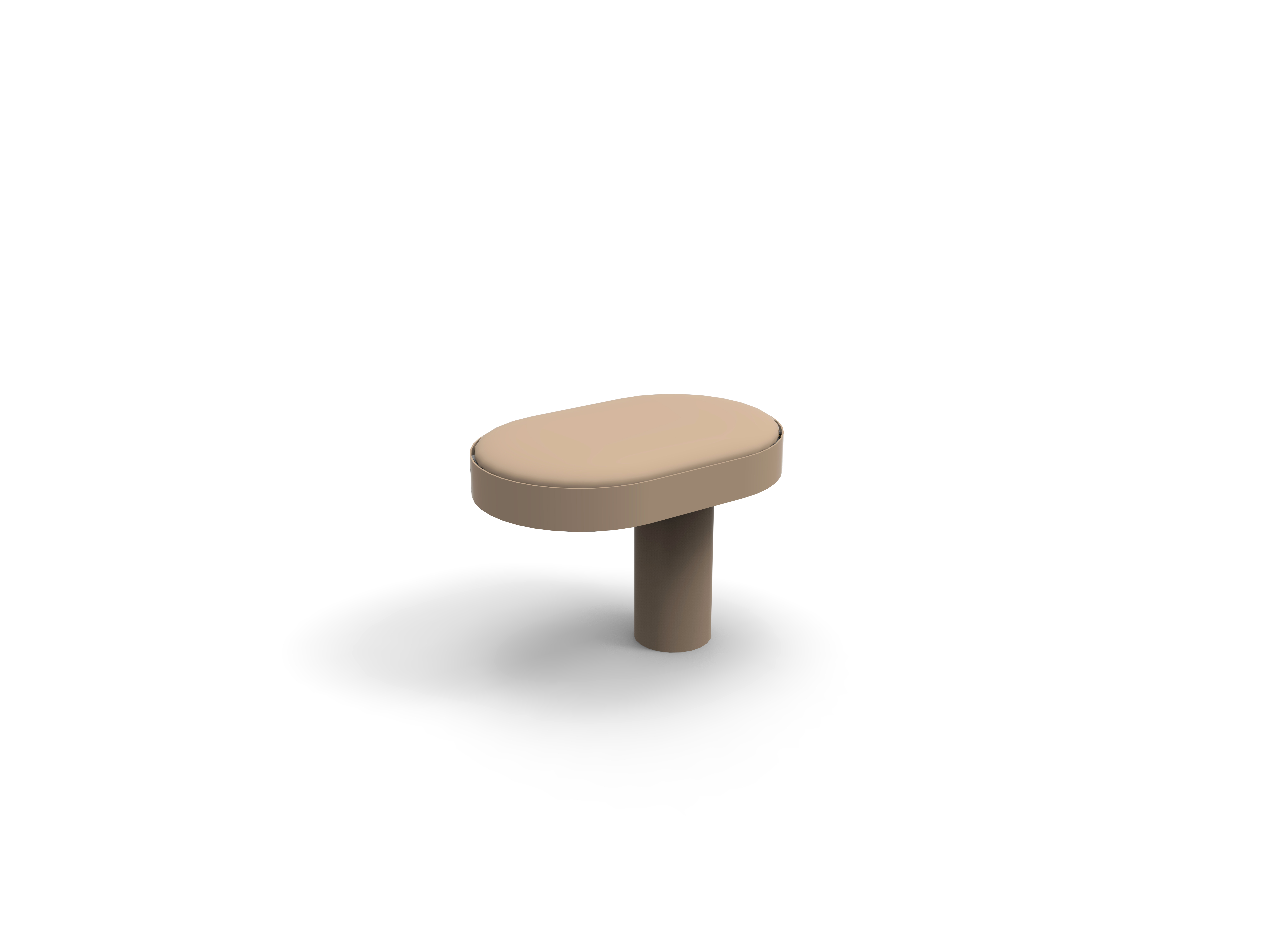 Beiger ovaler Möbelknopf aus Metall mit stilvollem und minimalistischem Design, isoliert vor weißem Hintergrund