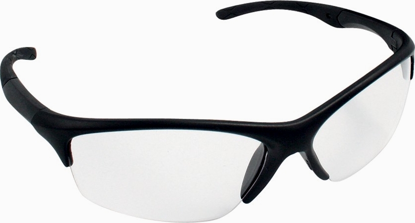 Schwarze Schutzbrille mit klaren Gläsern für sicheren Augenschutz