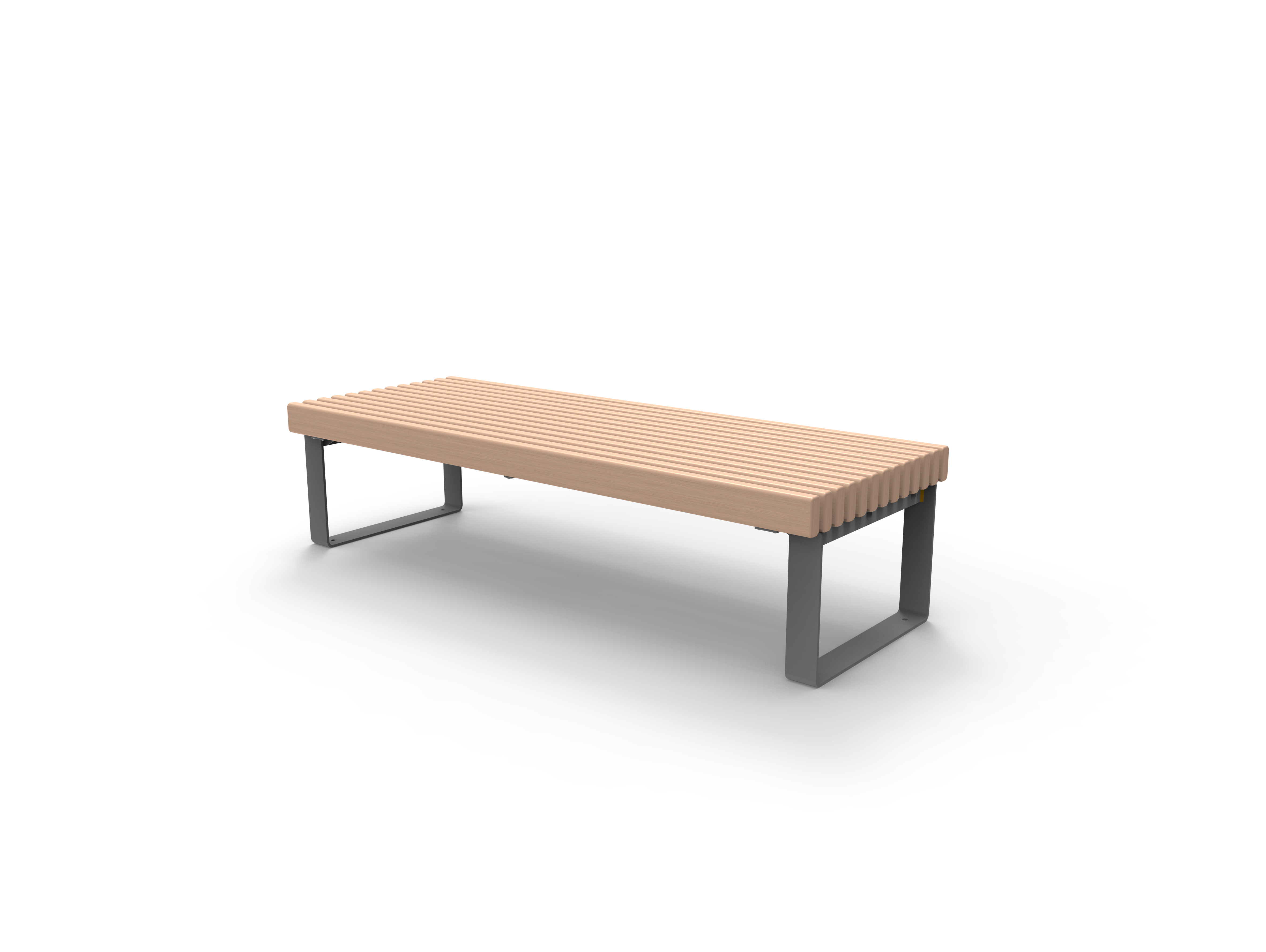 Moderne Holzbank mit Metallgestell, ideal für den Garten oder den Park