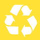 Weißes Recycling-Symbol auf gelbem Hintergrund zur Darstellung von Umweltschutz und Nachhaltigkeit