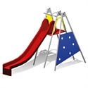 Toboggan coloré avec structure d'escalade pour enfants