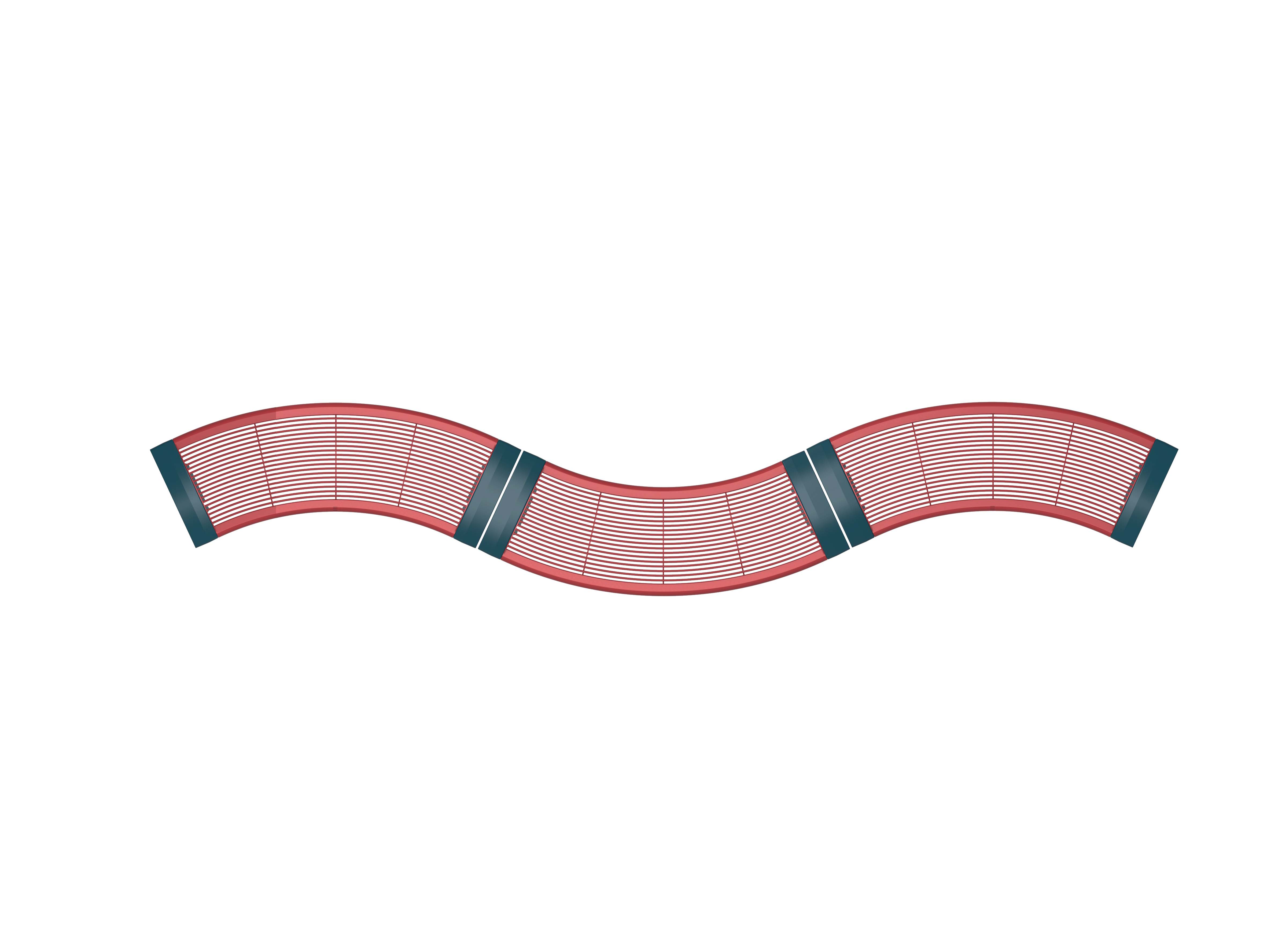 Illustration d'un élément de clôture ondulé en rouge et bleu