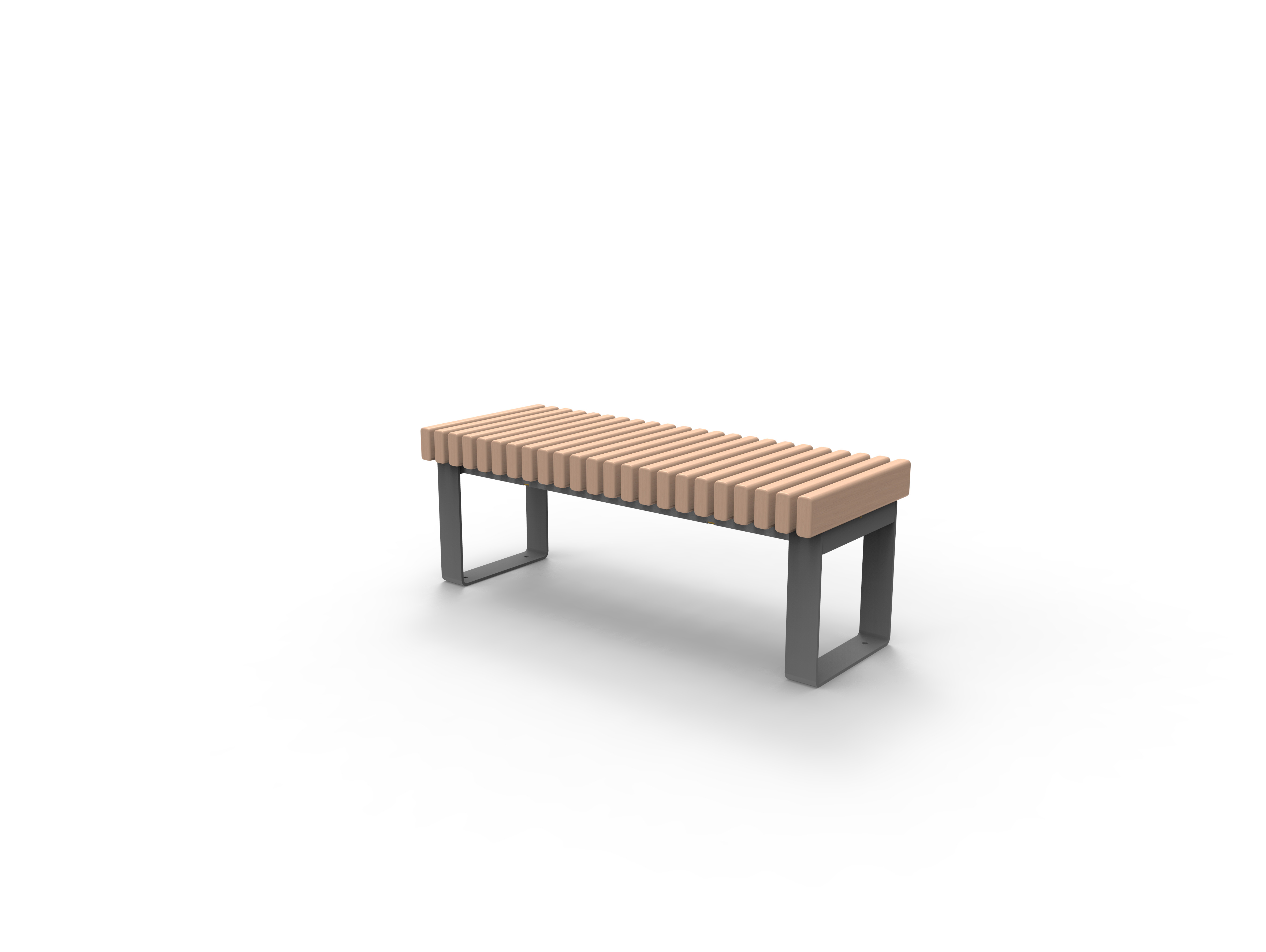 Holz-Metall-Bank mit modernem Design auf weißem Hintergrund