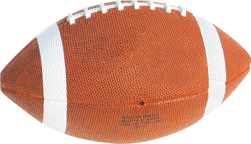 Ein hochwertiger, brauner Leder-Football mit charakteristischen weißen Streifen und Stichen.