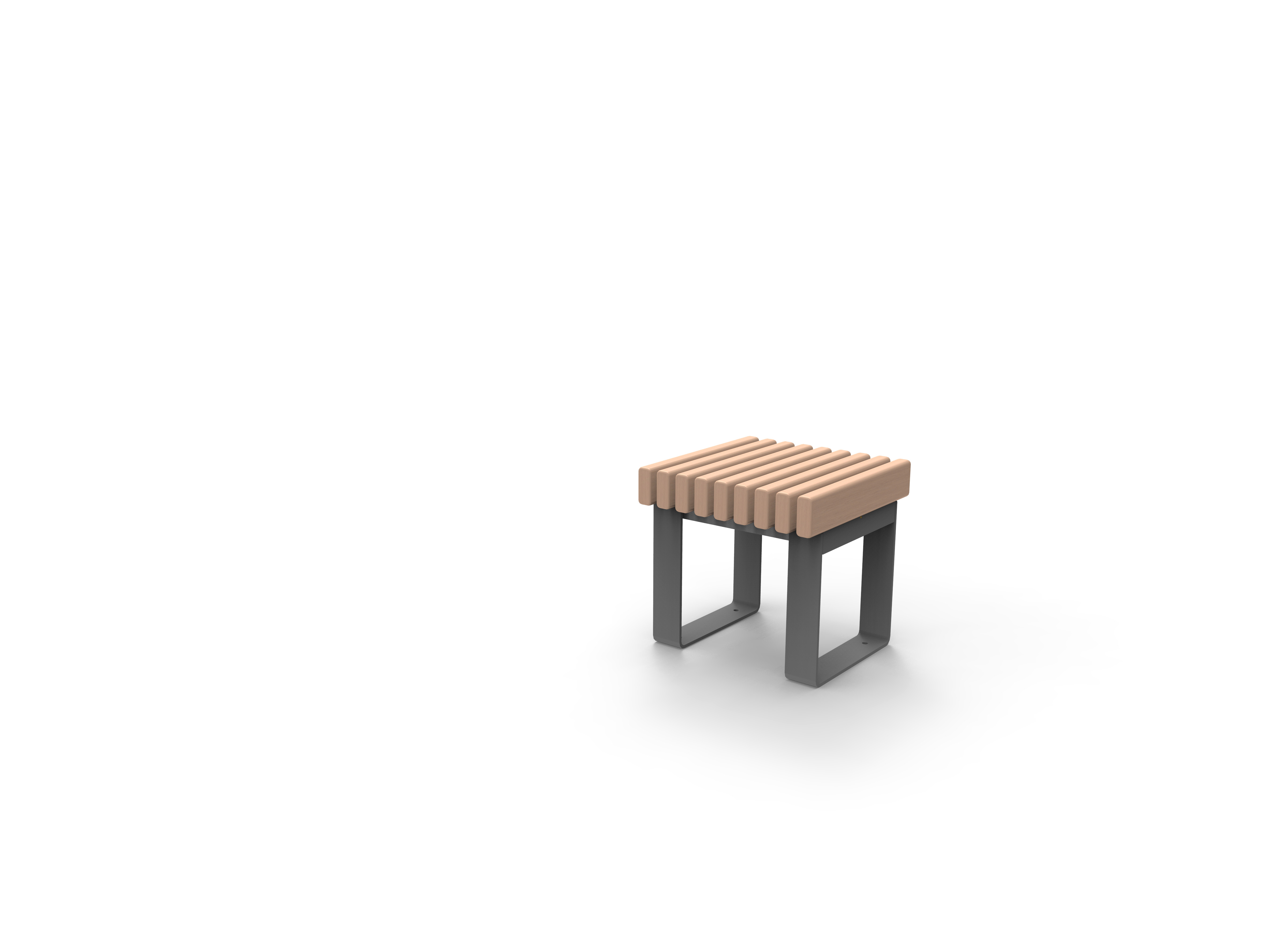 Ein moderner, quadratischer Hocker mit Holzsitzfläche und Metallbeinen, geeignet für moderne Inneneinrichtungen.