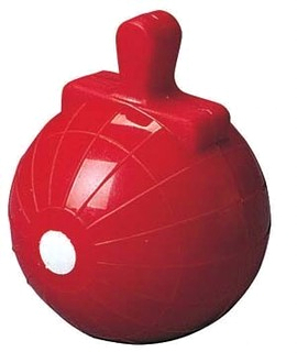 Roter Eiertrenner aus Kunststoff in runder Form mit Griff