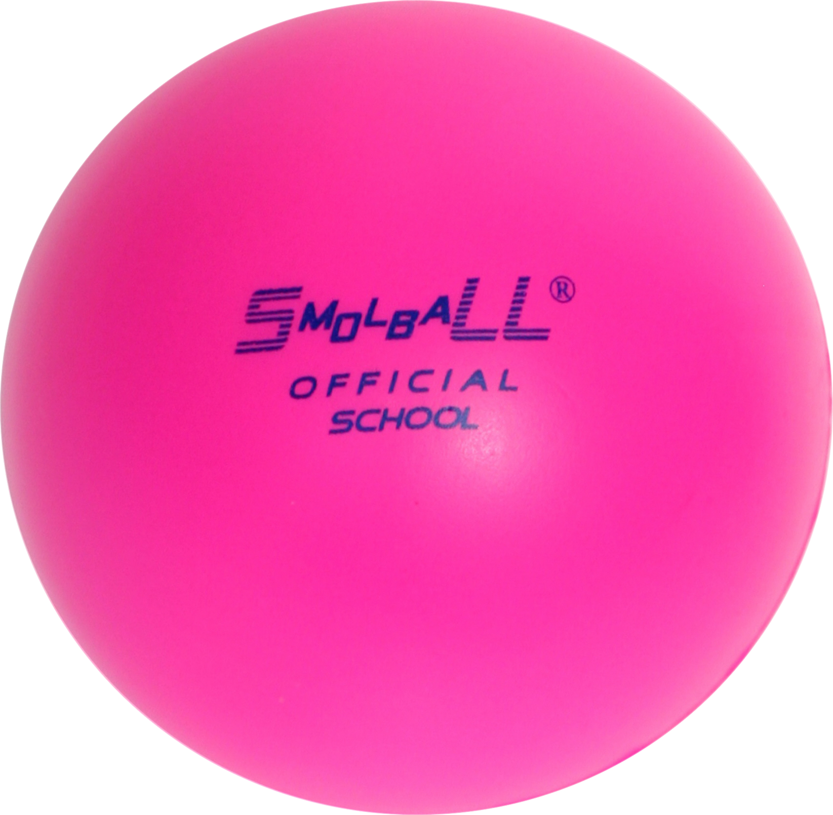 Leuchtend pinker Ball mit der Aufschrift 'SMOLBALL Official School' für den Sportunterricht