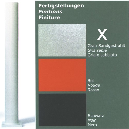 Drei Farboptionen für Lampe: Grau sandgestrahlt, Rot, Schwarz