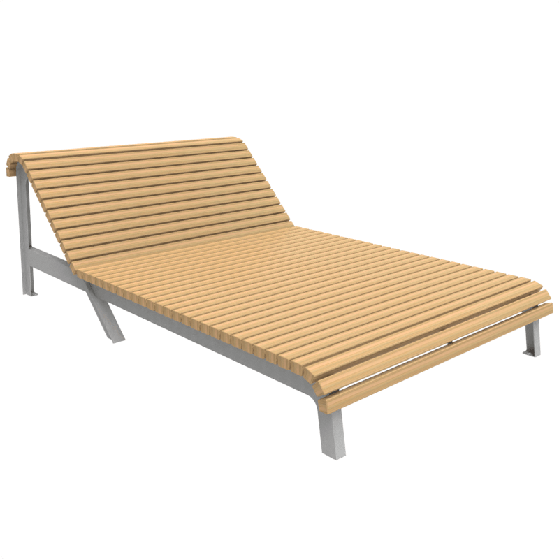 Holz-Gartenliege mit Metallrahmen in moderner Optik