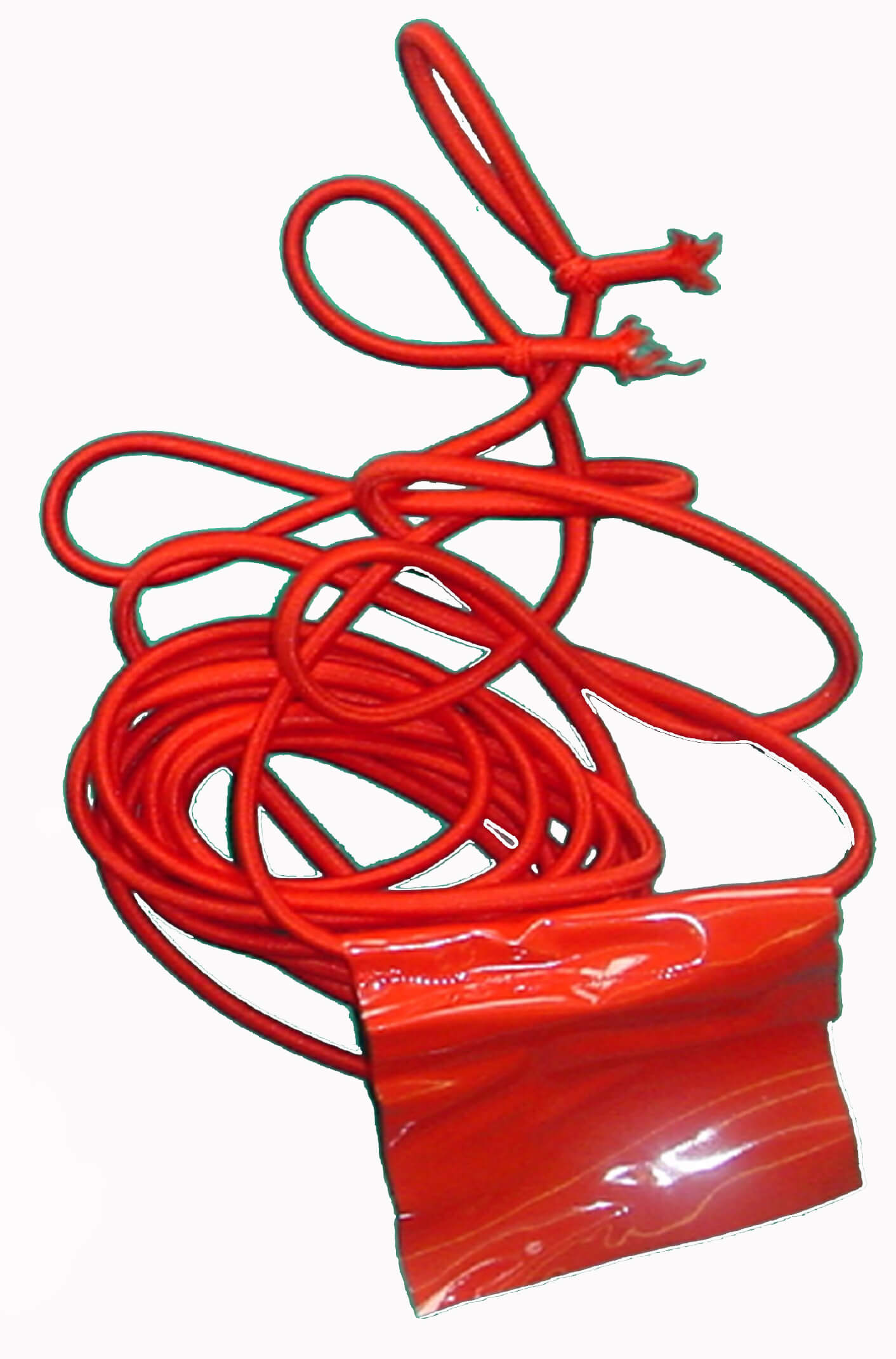 Ein rotes Bungee-Seil mit Haken, ideal für Camping und Outdoor-Aktivitäten