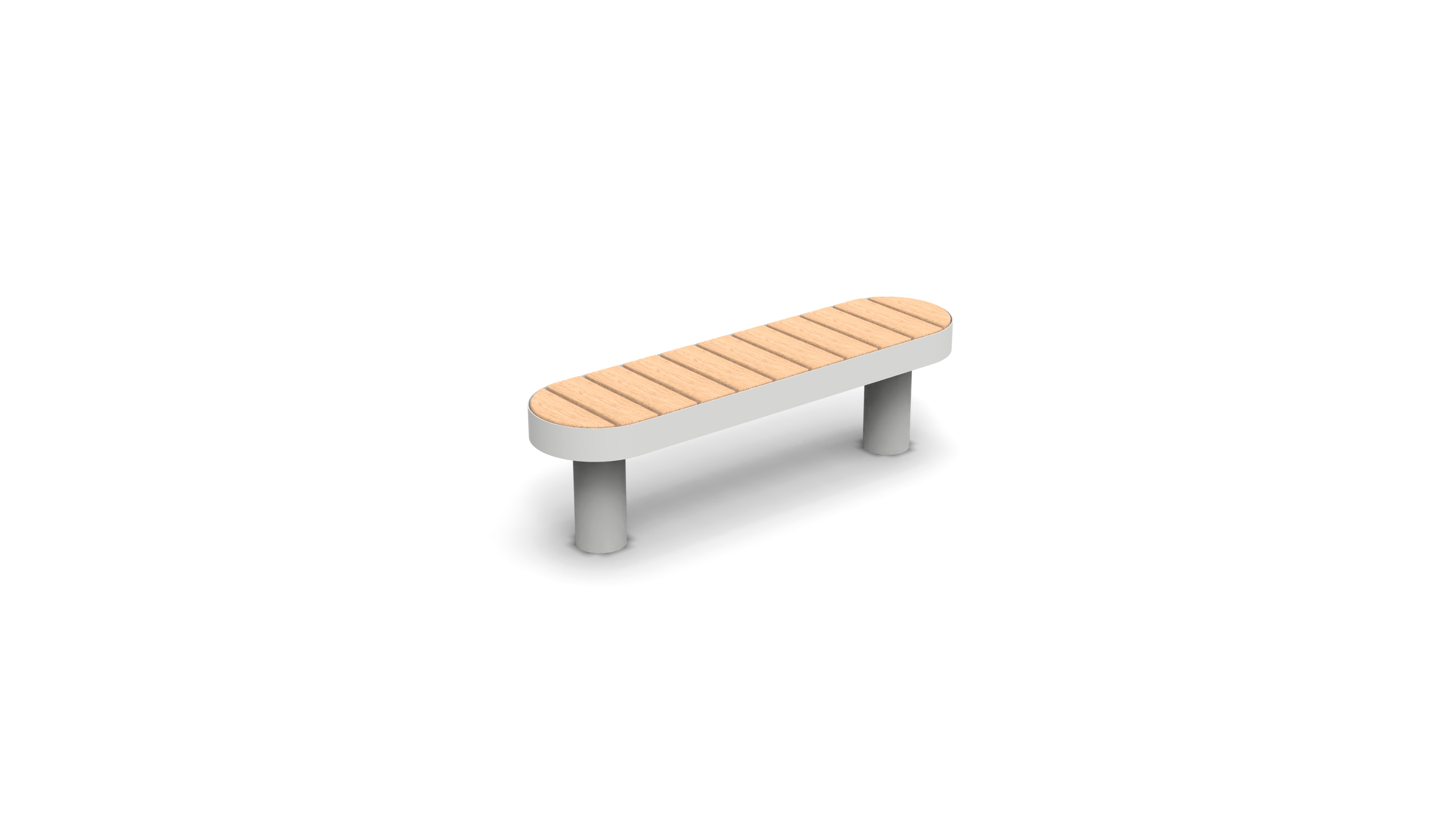 Moderne Parkbank mit Holzsitzfläche und Metallbeinen, ideal für städtische Außenbereiche