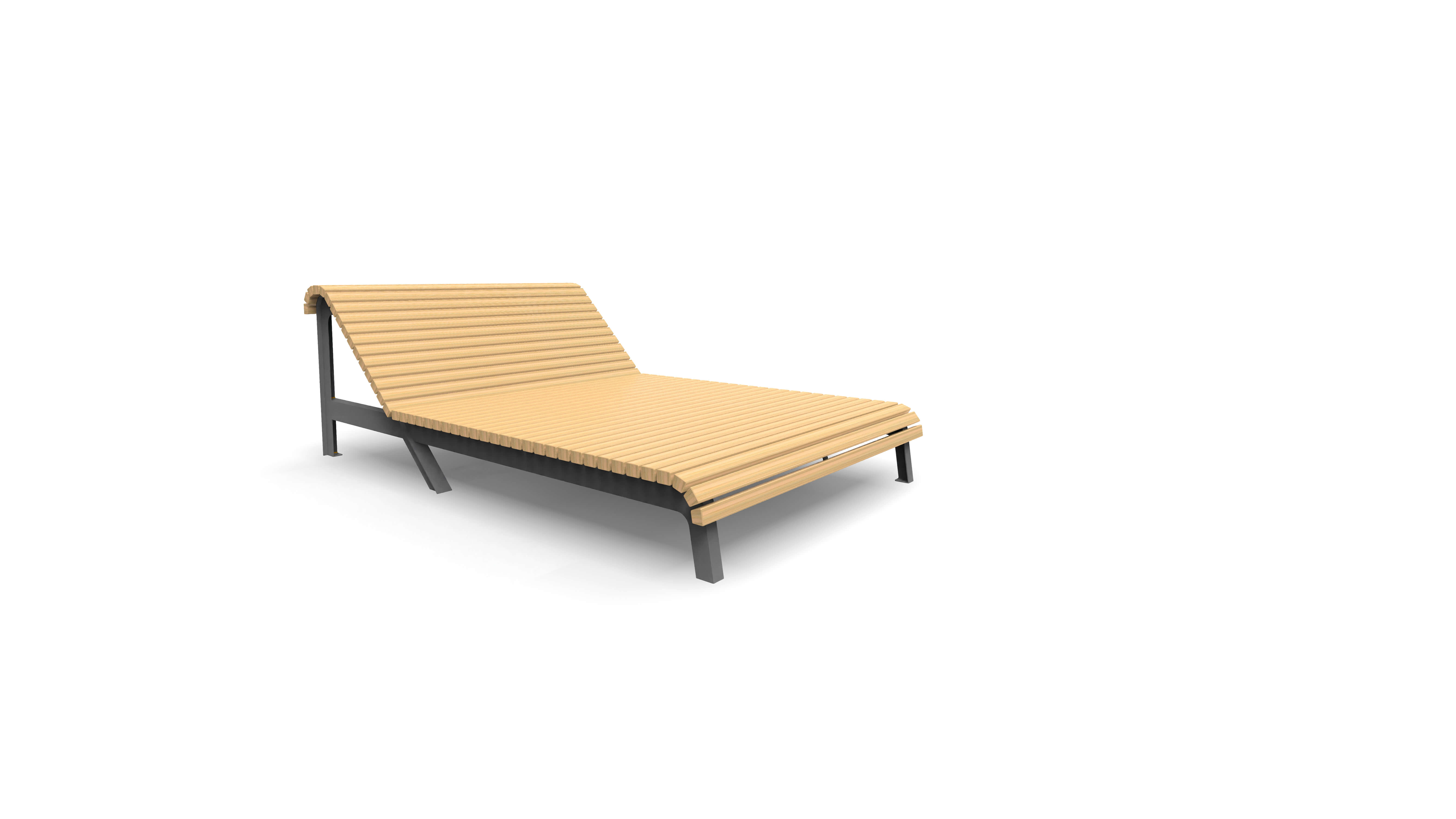 Elegante Sonnenliege aus hellem Holz mit stabilem Metallrahmen