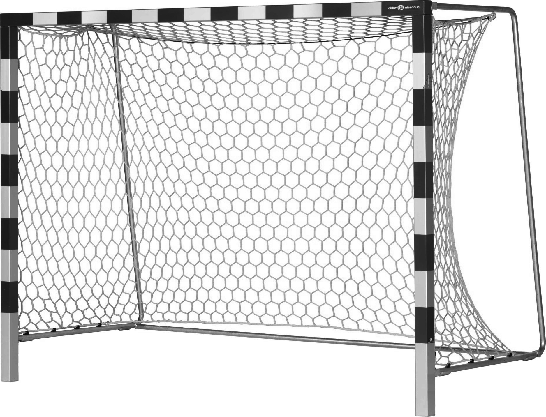 Schwarz-weisses Handballtor mit stabilem Netz