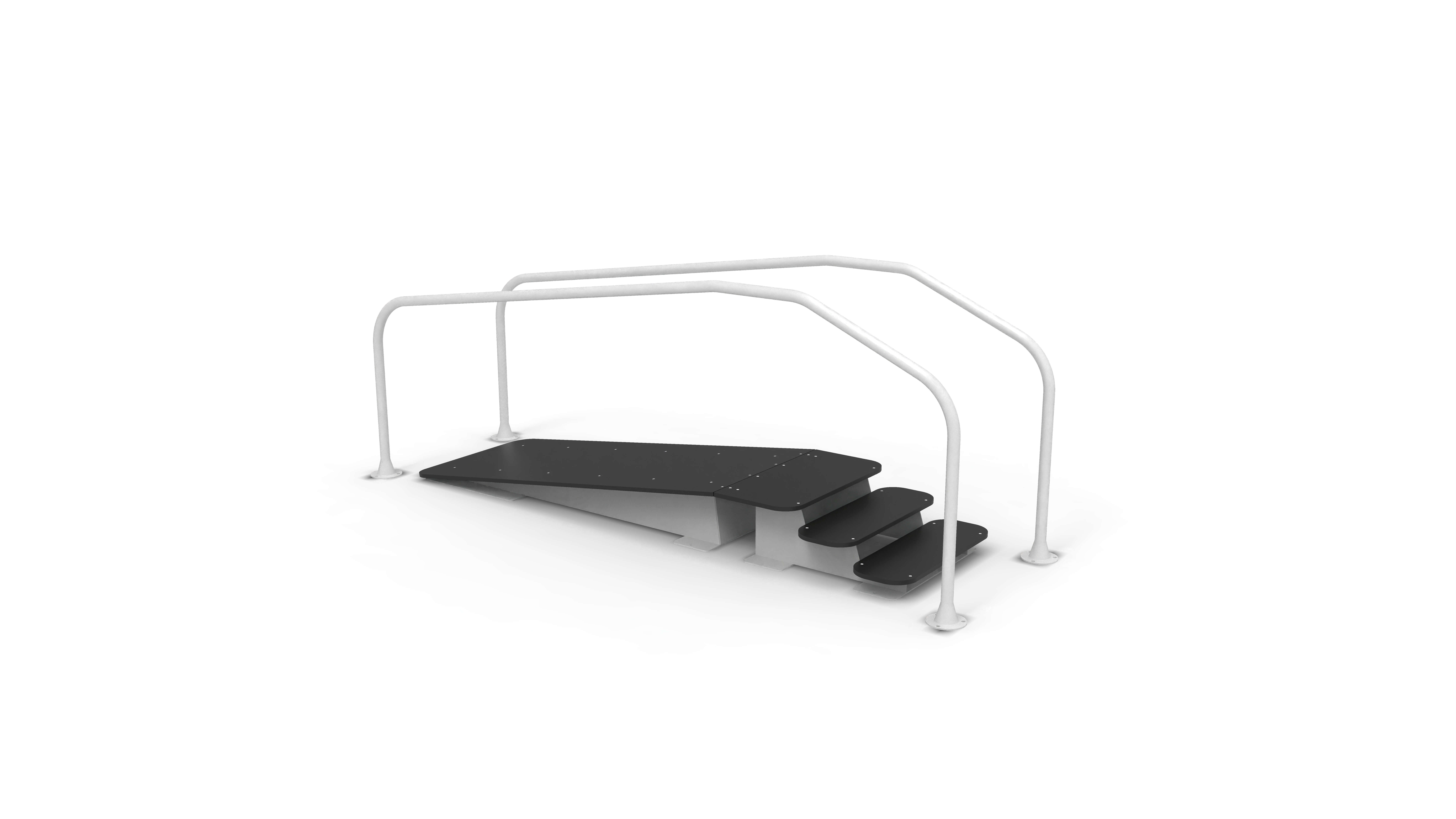 Fitnessgerät mit Rampe und Stufen aus Metall und Kunststoff, ideal für Outdoor-Übungen
