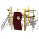 Structure d'escalade en bois pour enfants avec filets à grimper et murs de jeu