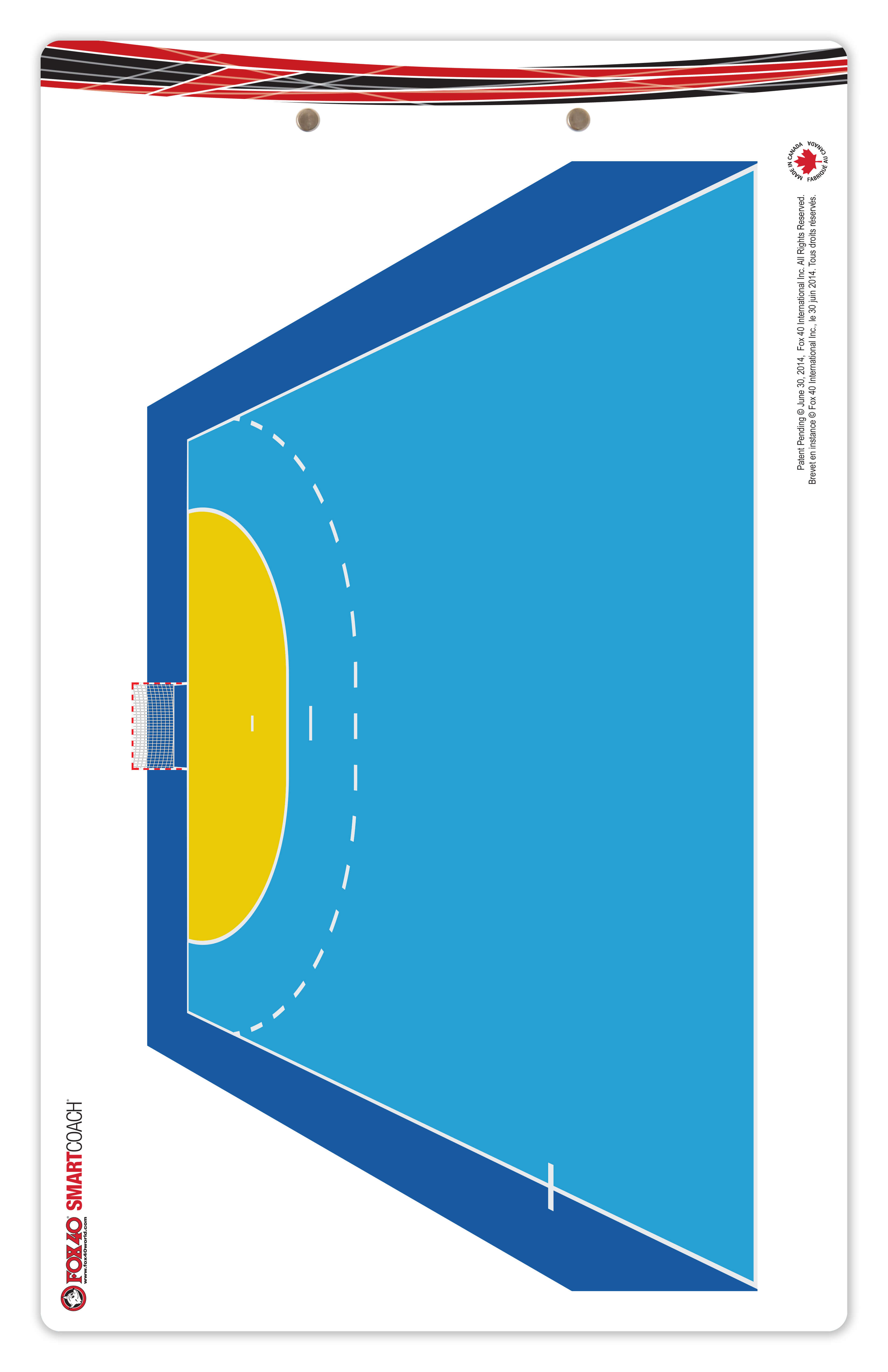 Illustration einer Handball Taktiktafel mit Spielfeldaufteilung und Torbereich.