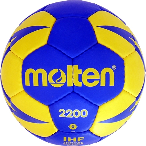 Blau-gelber Handball Molten H1X2200, IHF-zertifiziert, Nahaufnahme