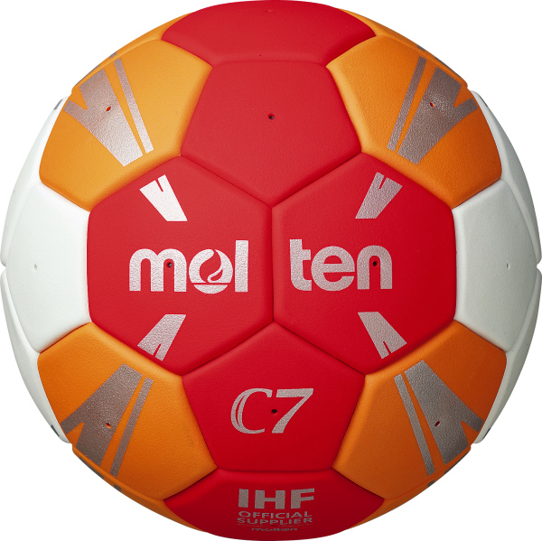Molten C7 Handball, rot und orange, mit IHF-Zertifizierung und sichtbarem Logo