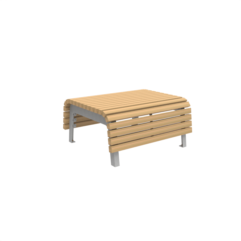 Eine moderne Bank aus Holz mit einem stabilen Metallgestell, ideal für den Garten.