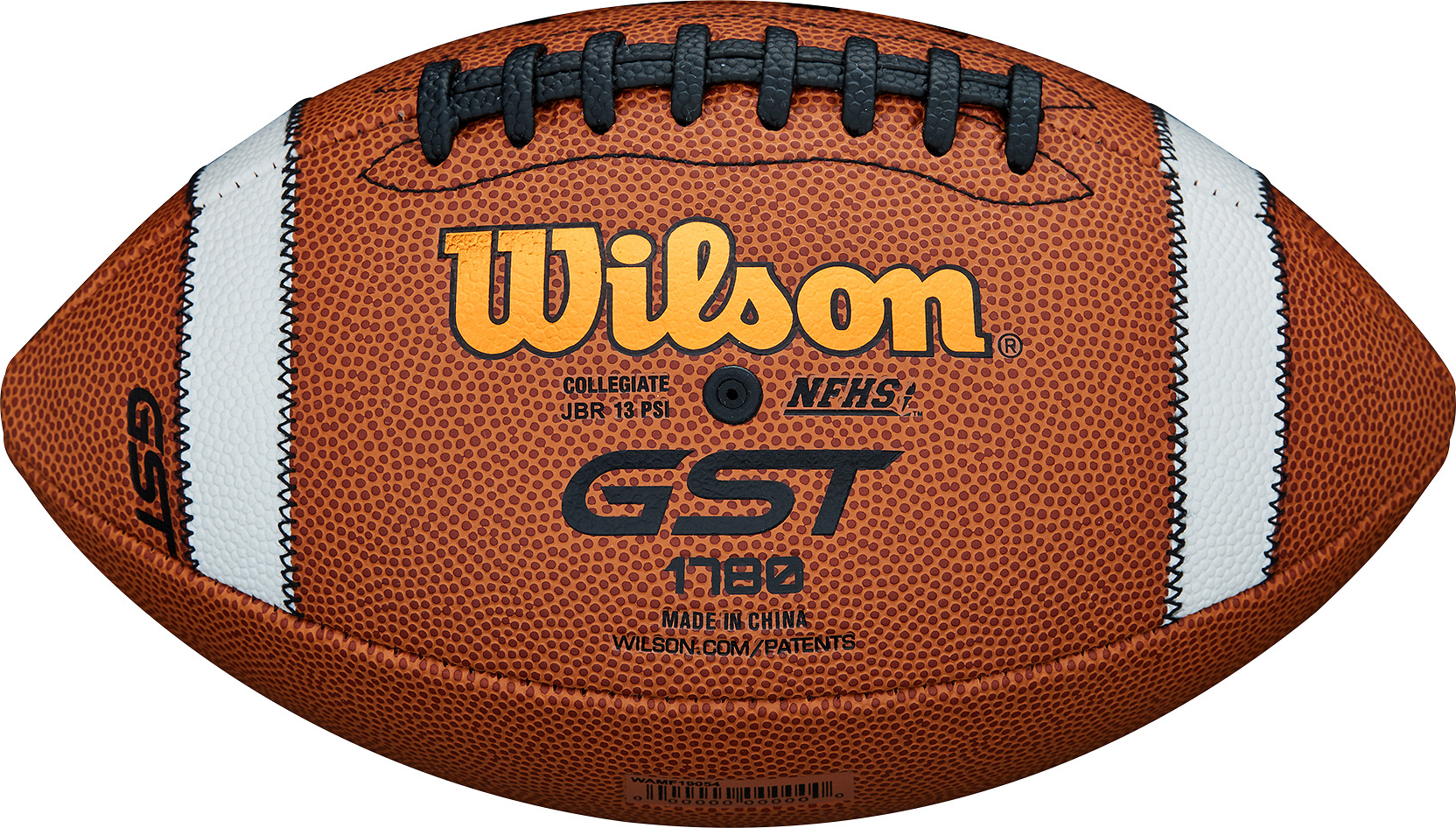 Wilson GST Football, offizieller Collegiate-Spielball mit NFHS-Zertifizierung, orange-braun mit schwarzen Nähten