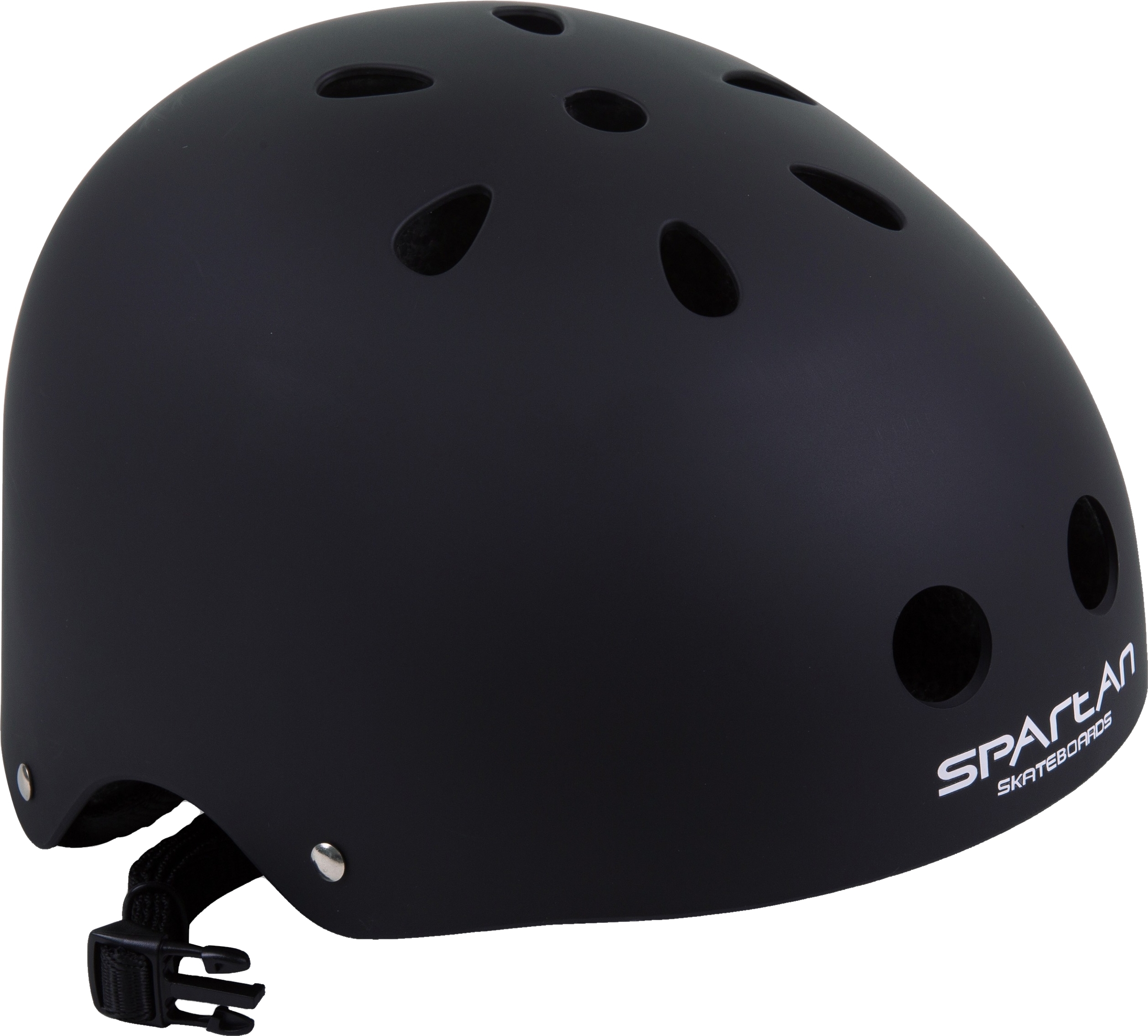 Schwarzer Helm für Skater mit Belüftungslöchern und Sicherheitsverschluss
