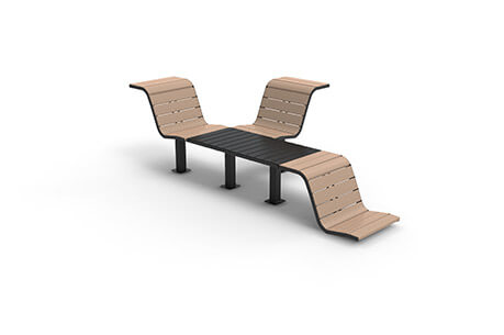 Ergonomische Parkbank aus Holz und Metall für moderne Außenbereiche