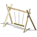 Natürliche Holzschaukel mit Seilen und Holzsitz für den Garten