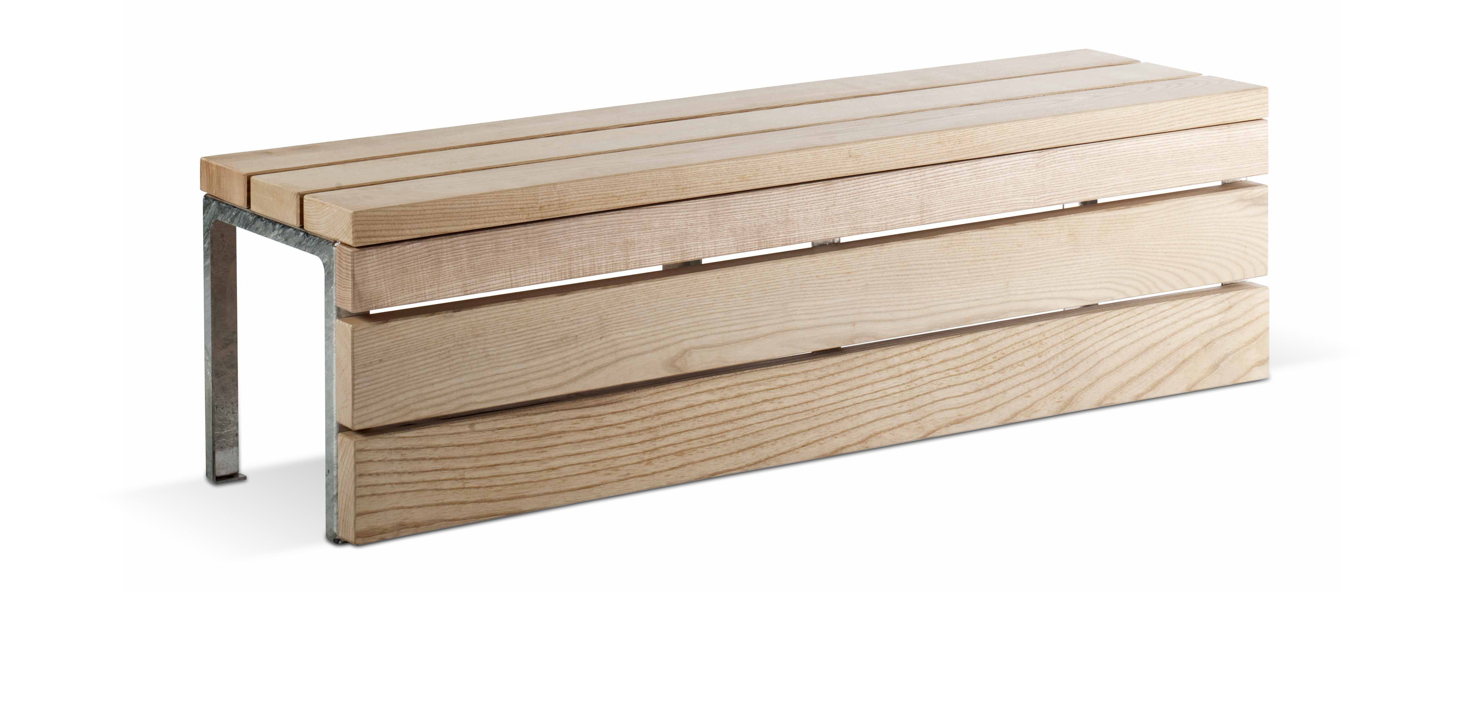 Moderne, minimalistische Holzbank mit Metallrahmen