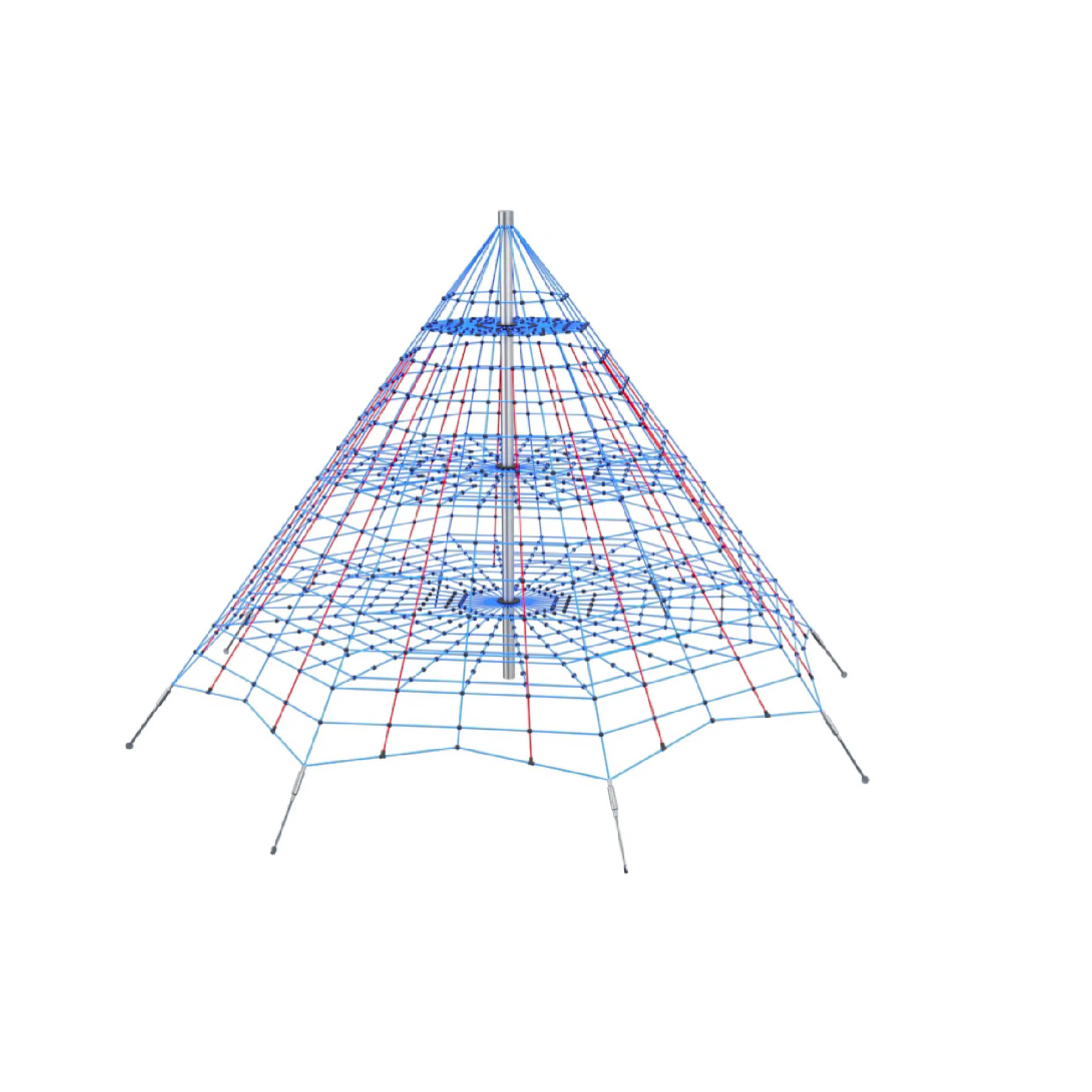 Kletterpyramide Typ 550-95 mit Netzboden von Ullman, pyramidenförmiges Herkules-Kletternetz mit mehreren Ebenen für Spielplätze