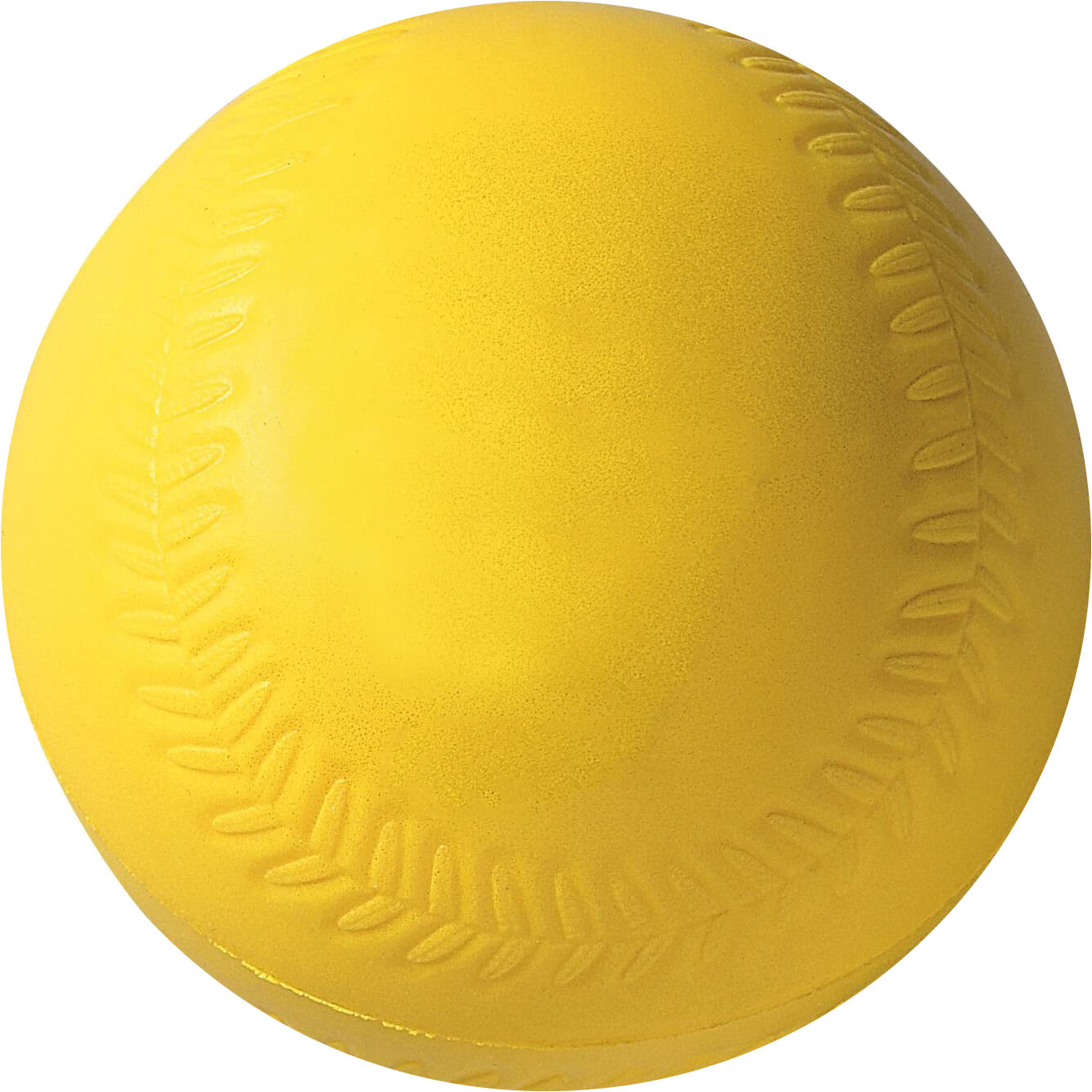 Gelber Softball aus Kunststoff mit Nähten