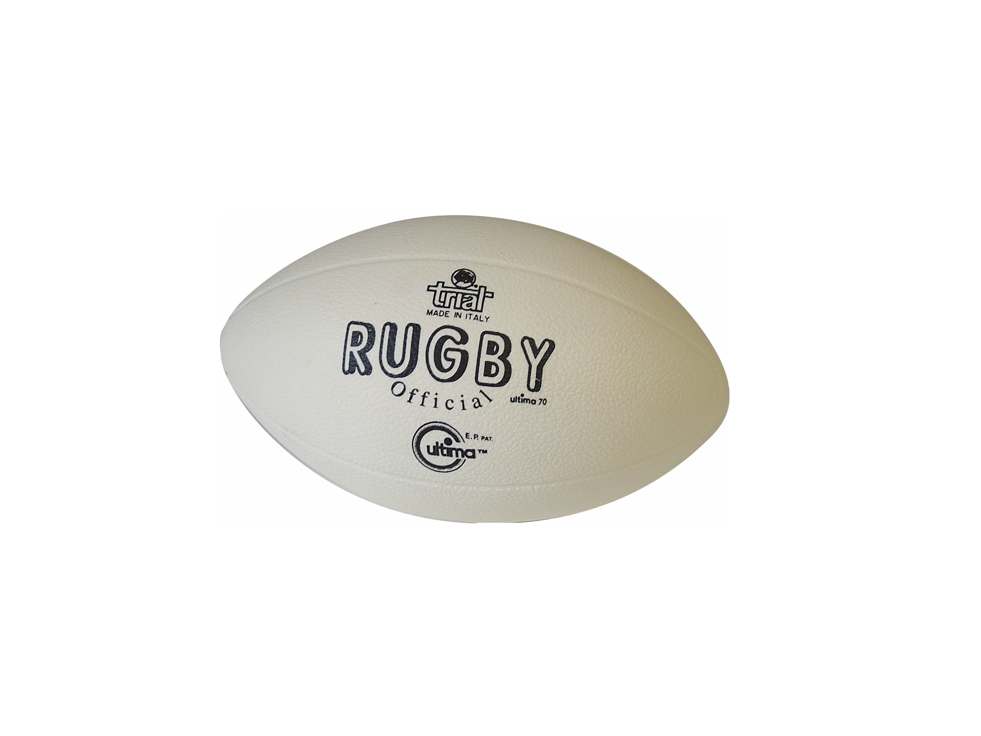 Runder Rugbyball mit Aufschrift offiziell und hergestellt in Italien