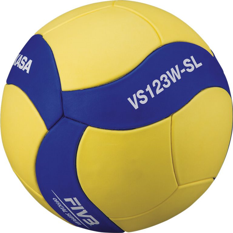 Gelb-blauer Volleyball mit der Aufschrift VS123W-SL