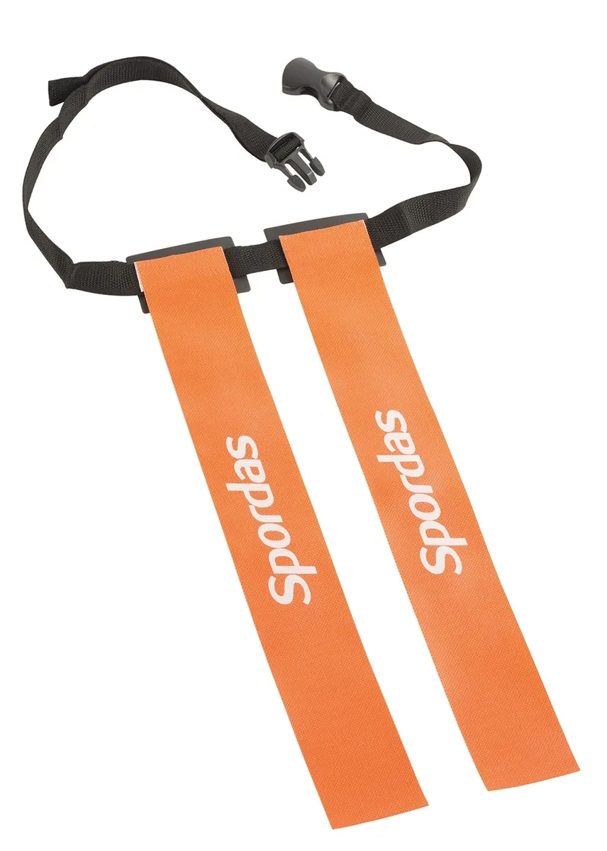 Ceinture orange Spordas Flag Football avec deux drapeaux amovibles pour l'entraînement et les matchs