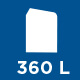 Symbolisches Icon einer 360 Liter Mülltonne auf blauem Hintergrund