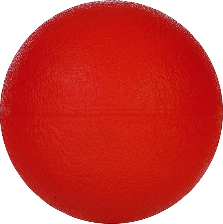 Ein leuchtend roter Ball aus Gummi, ideal für Spiel und Spaß drinnen und draußen.