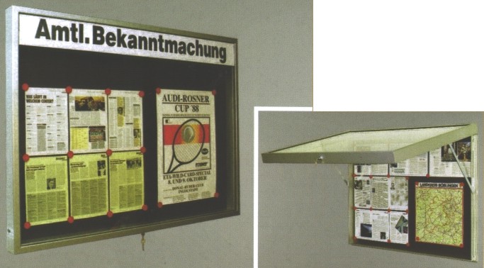 Schaukasten zur Anzeige amtlicher Bekanntmachungen und Informationen