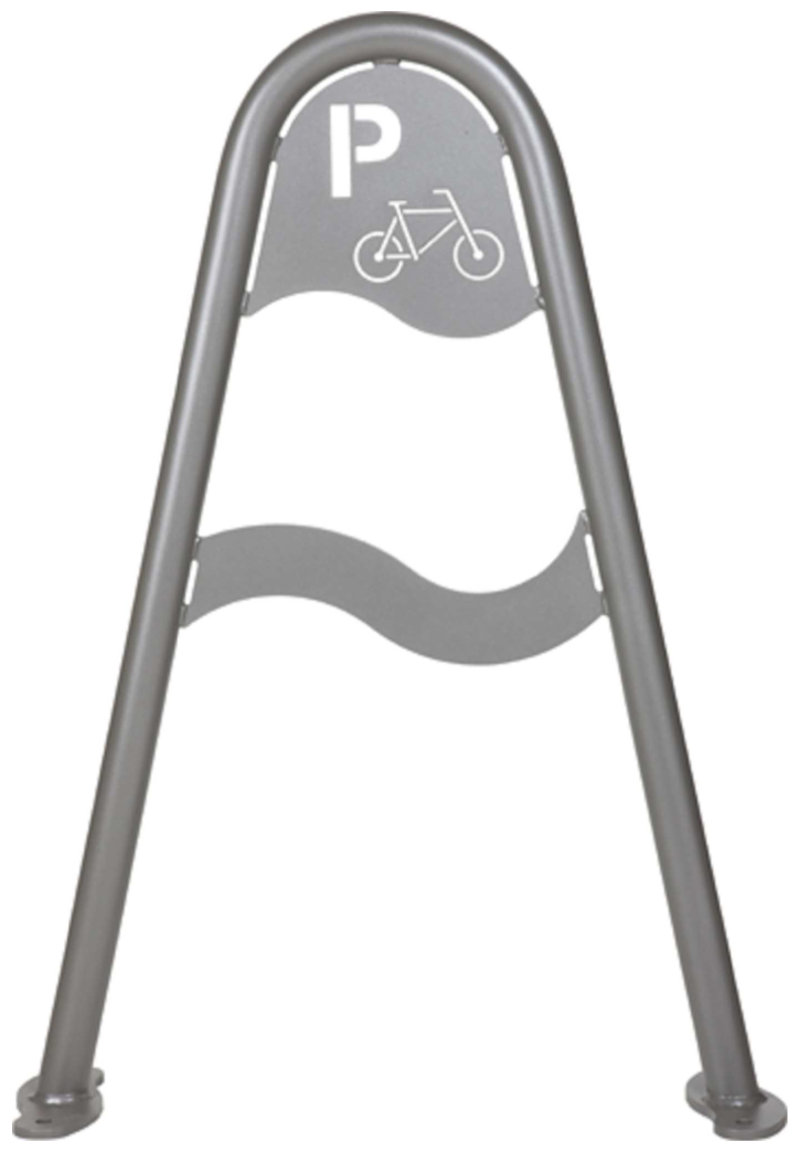 Edelstahl-Fahrradständer mit eingraviertem Park- und Fahrradsymbol