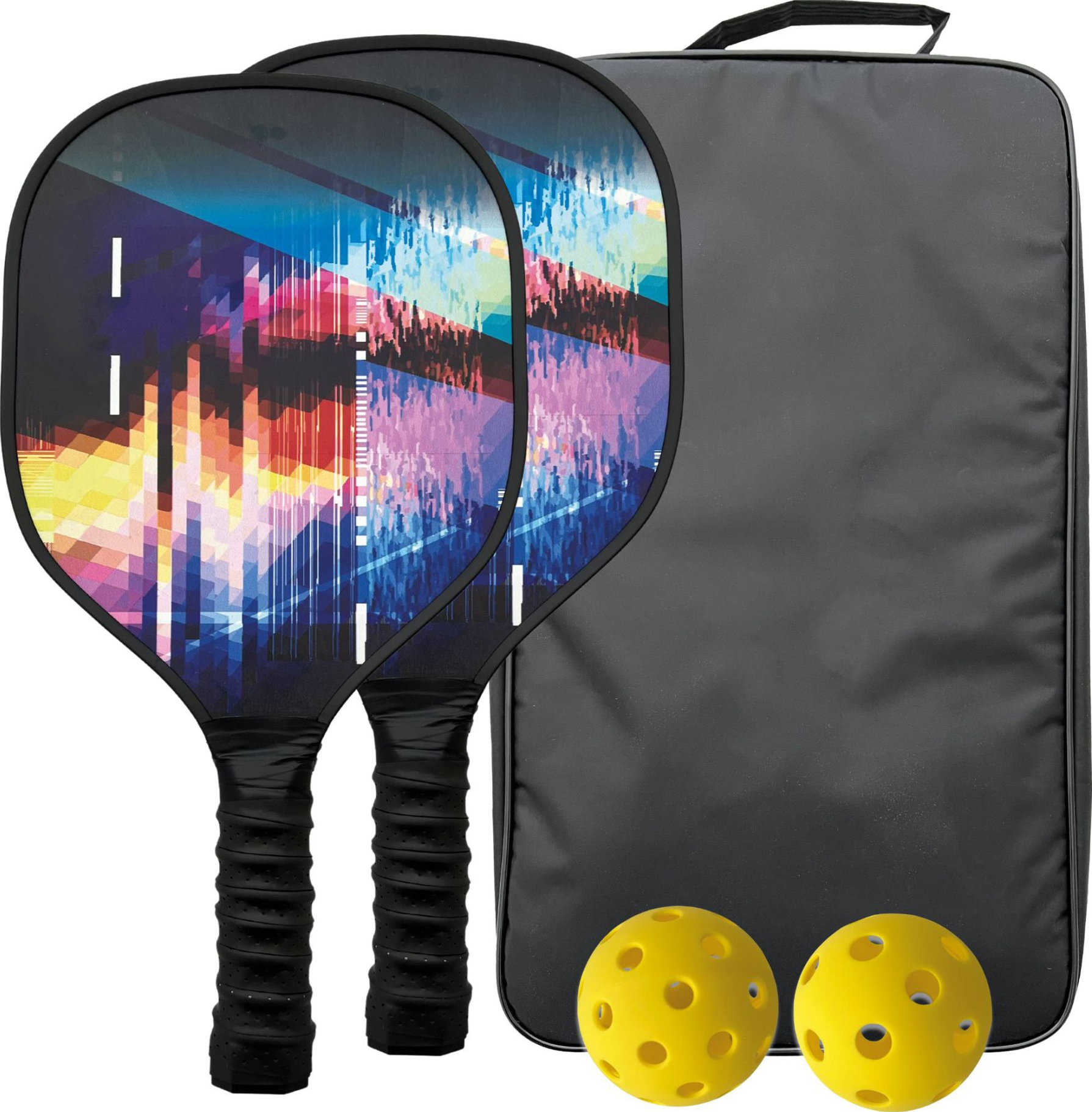 Pickleball Set mit zwei Schlägern, zwei Bällen und Tragetasc