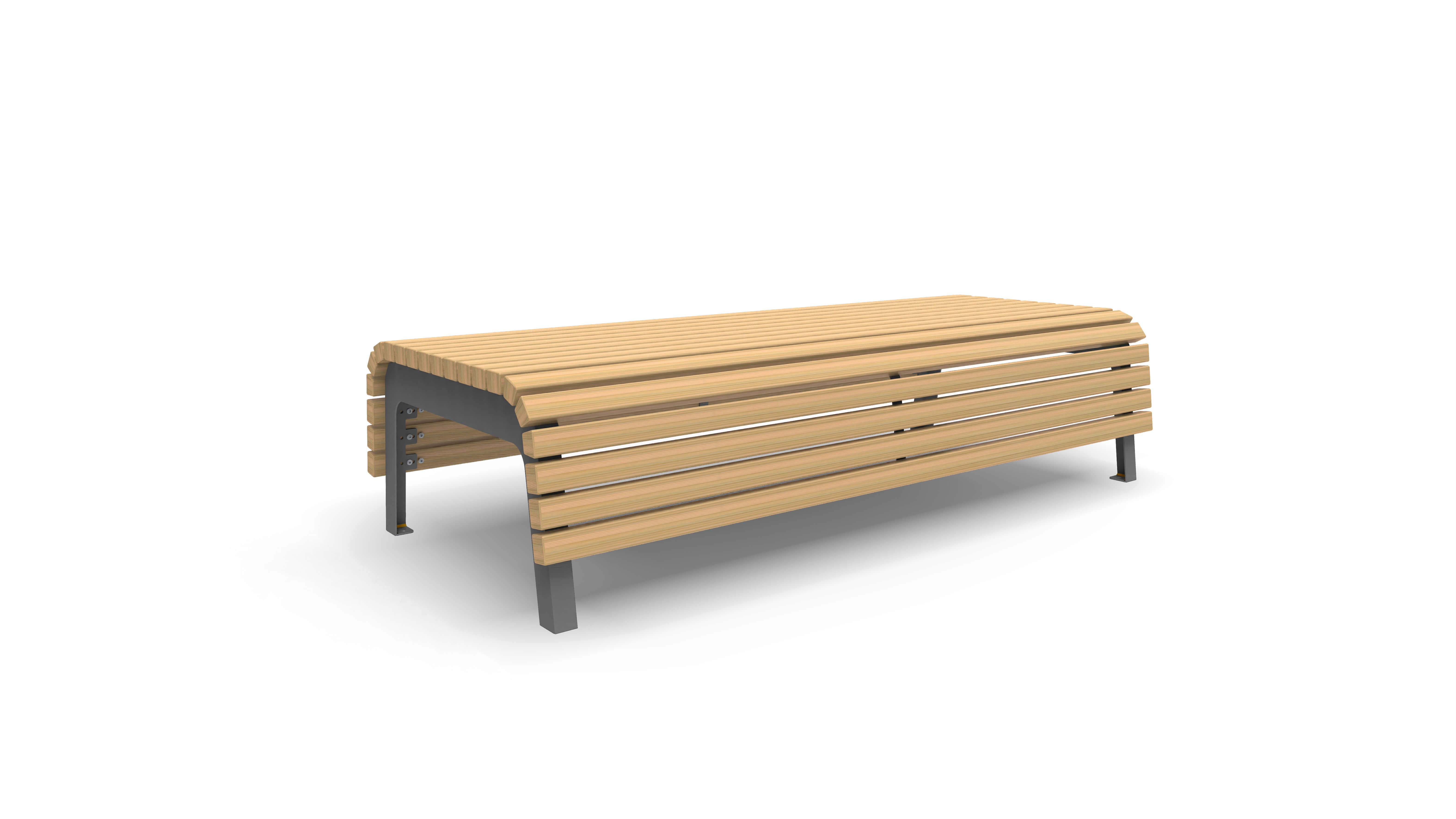 Moderne Holz-Sitzbank mit Metallbeinen für Garten oder Terrasse