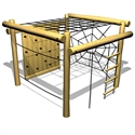 Structure d'escalade en bois avec filet et mur d'escalade pour enfants