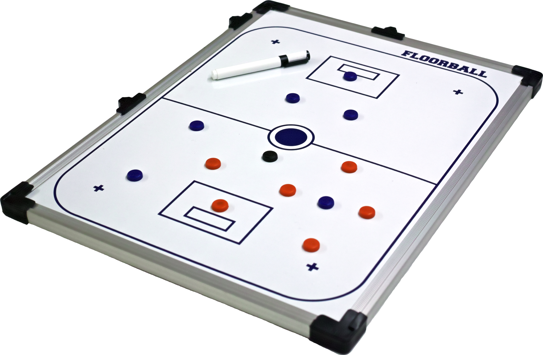 Floorball-Taktiktafel mit Spielfeldaufdruck, Magneten und Stift zur Strategieplanung