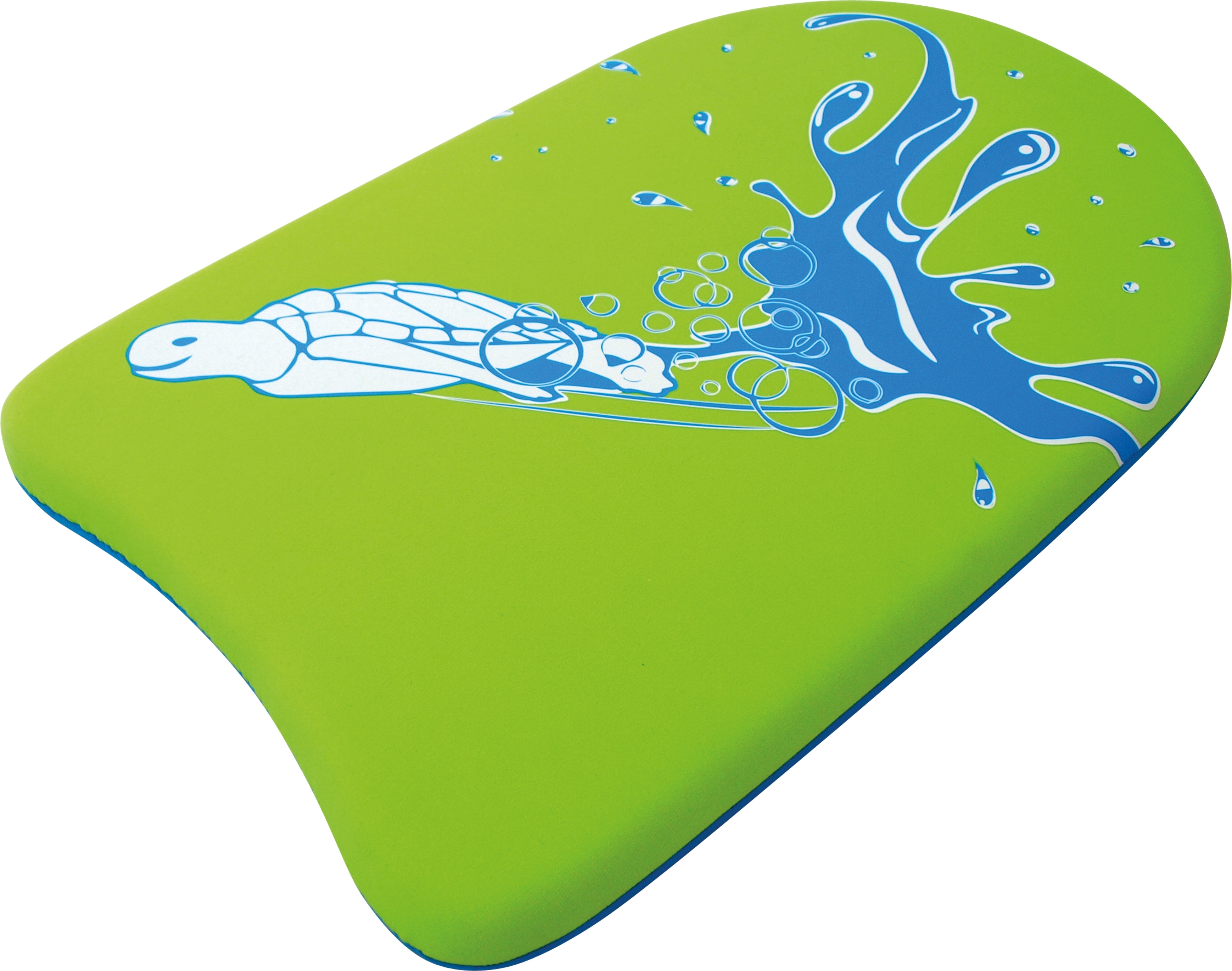 Grünes Schwimmbrett mit blauem Wasser- und Schildkrötenmotiv, ideal für Kinder