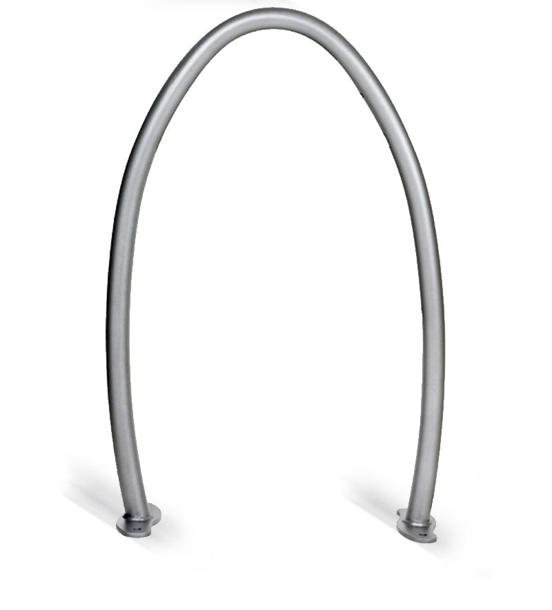 Bogenförmiger Fahrradständer aus Edelstahl, ideal für die sichere Befestigung von Fahrrädern im Freien