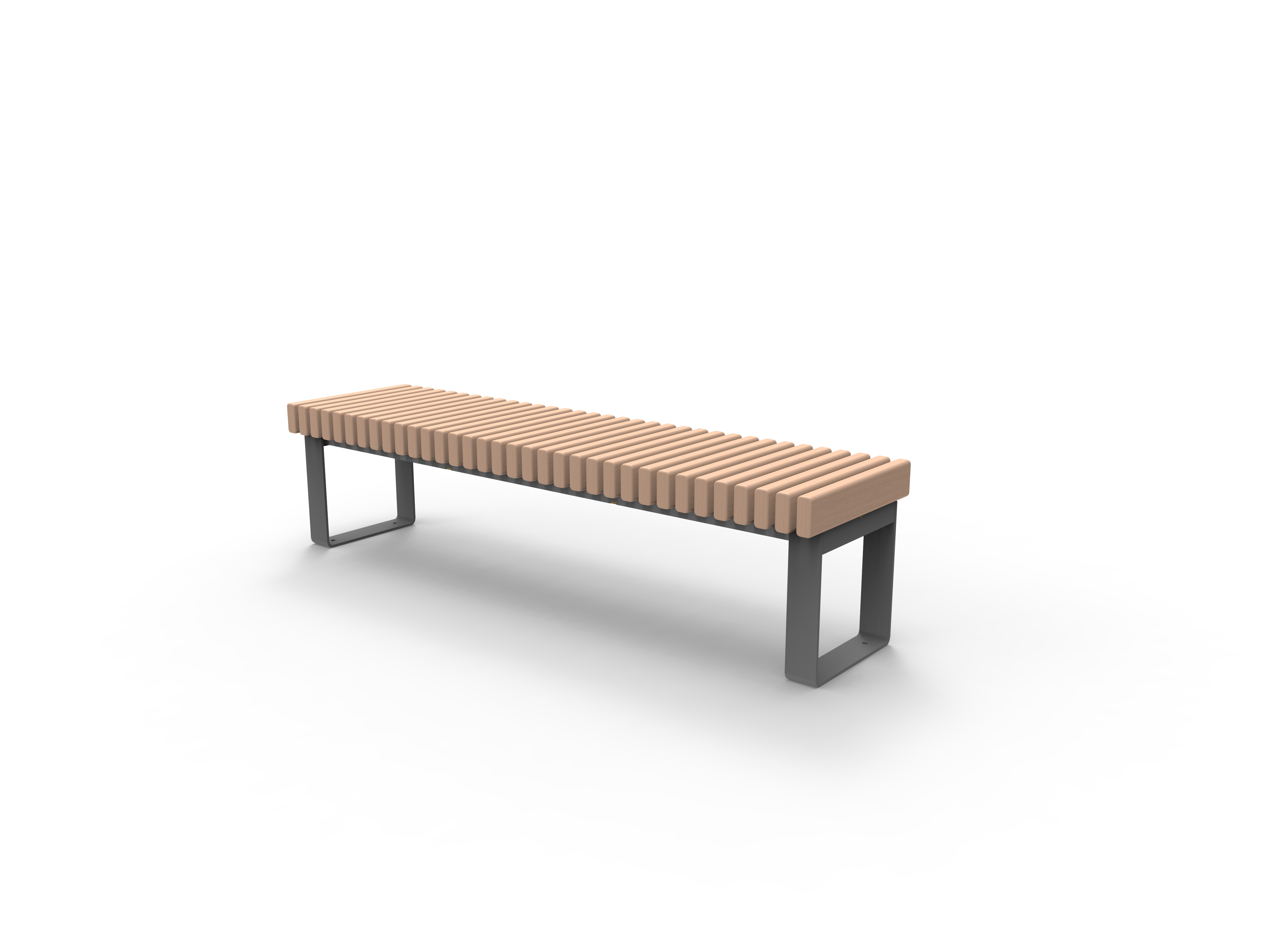 Minimalistische Holzbank auf Metallrahmen, geeignet für Garten oder Terrasse