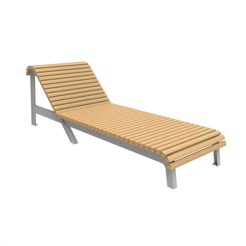 Sonnenliege mit Holzlatten und Metallgestell, ideal für Garten oder Terrasse