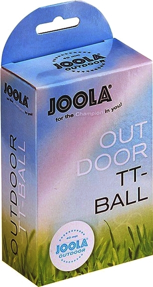 Verpackung der JOOLA Outdoor Tischtennisbälle, geeignet für den Einsatz im Freien.